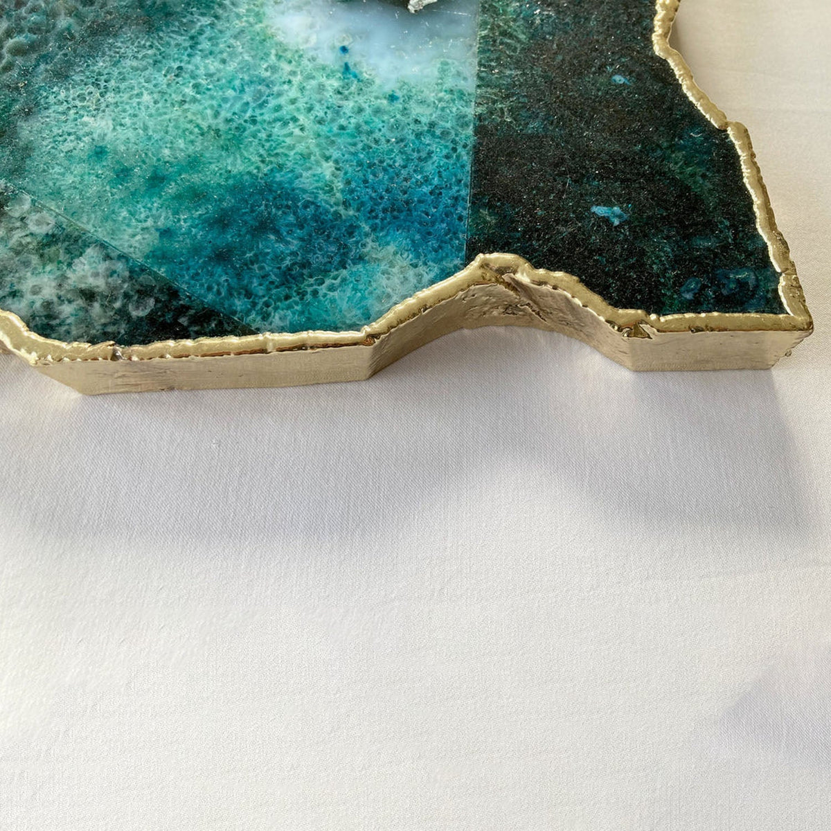 Large Composite Green Agate Cheese Platter/Tray 10"x15"