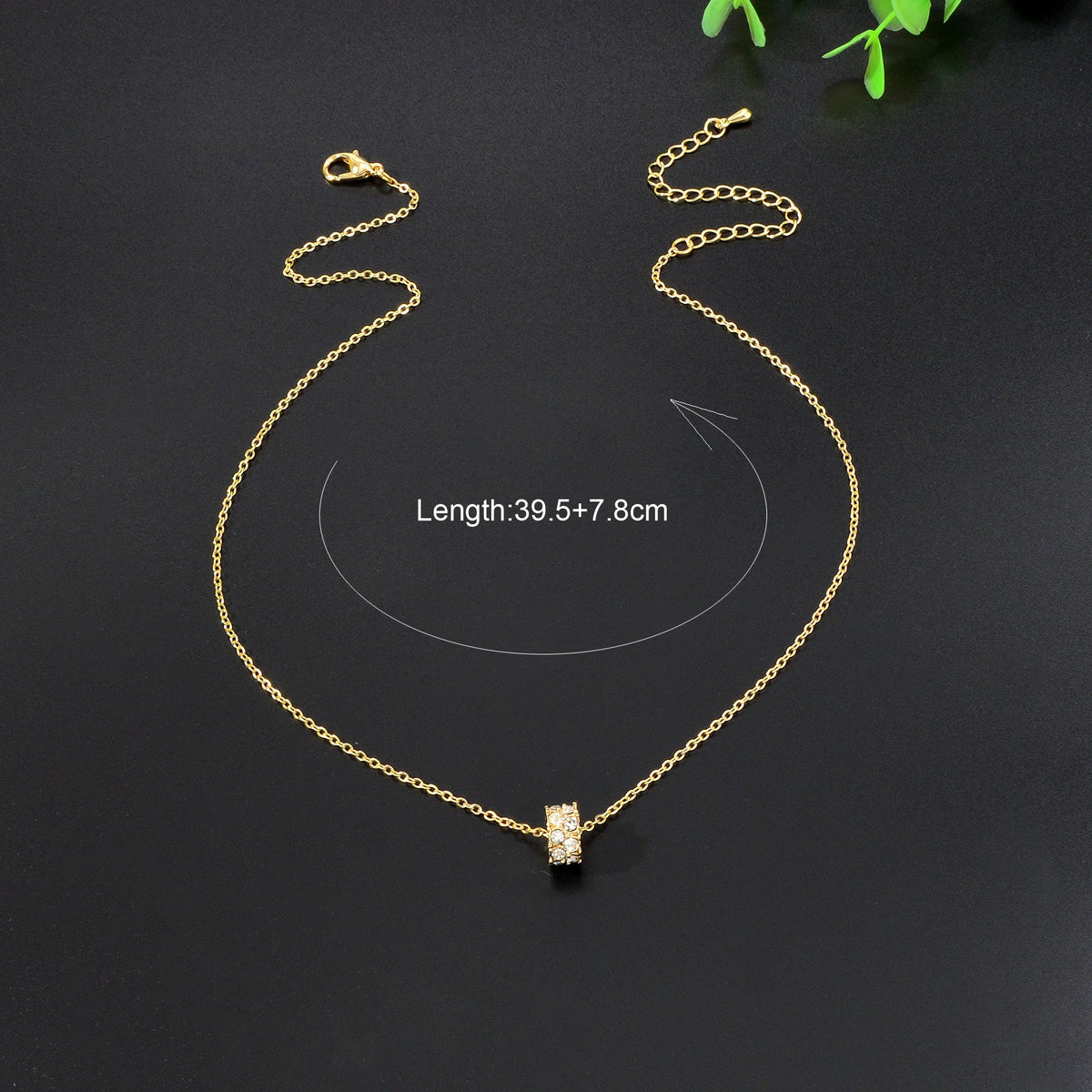 Luxurious Jewellery Gold Silver Chain Rhinestone Cylinder Necklace Accessories
