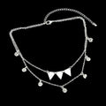 Trendy Jewellery Double layer Silver Chain Rhinestone Triangle Pendant Necklace