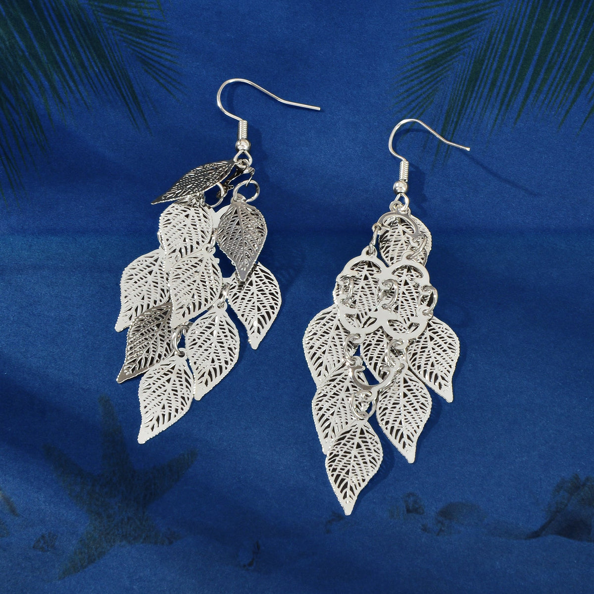 AU Local Bohemian Colorful Hollow Layered Leaf Stacks Hook Drop Dangle Earrings