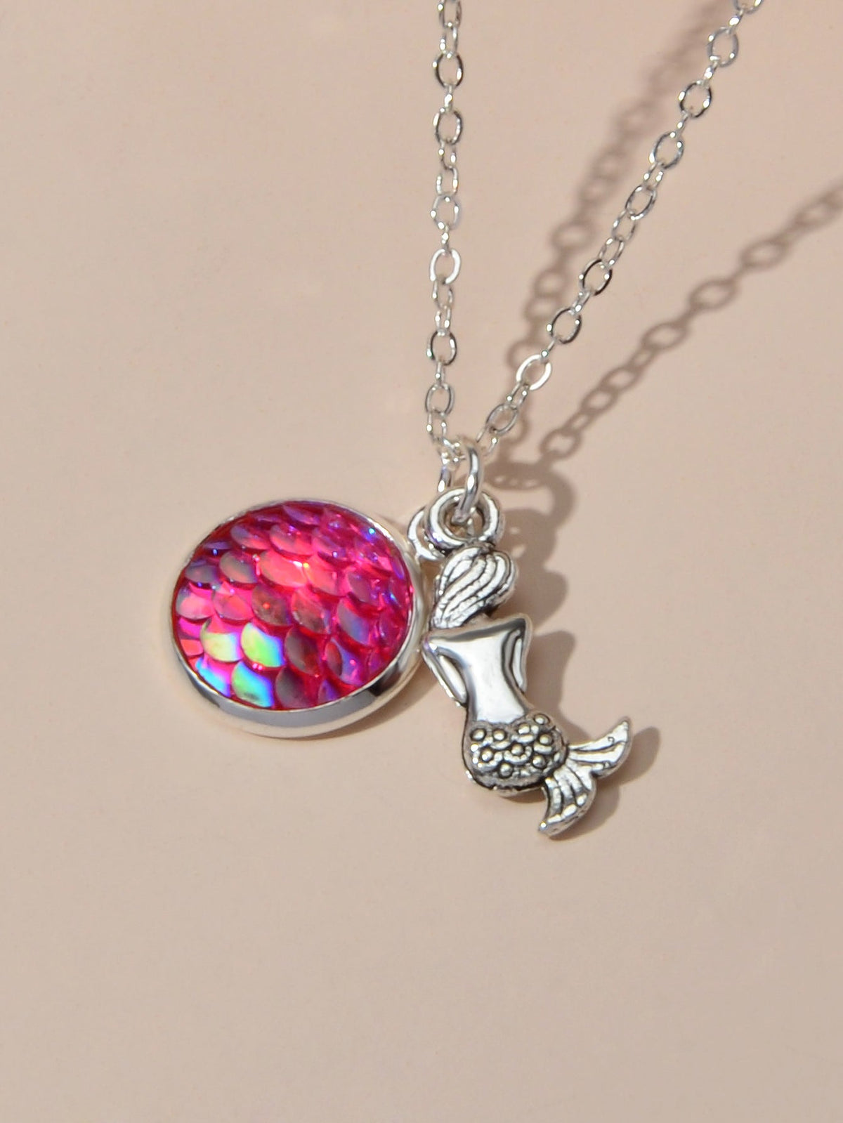 American Jewellery Silver Chain Mermaid Fish Scales Round Boho Chic Necklace