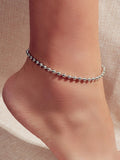 1pc Gold Silver Ball Chain Minimalist Boho Chic Anklet Bracelet Teen Summer Gift
