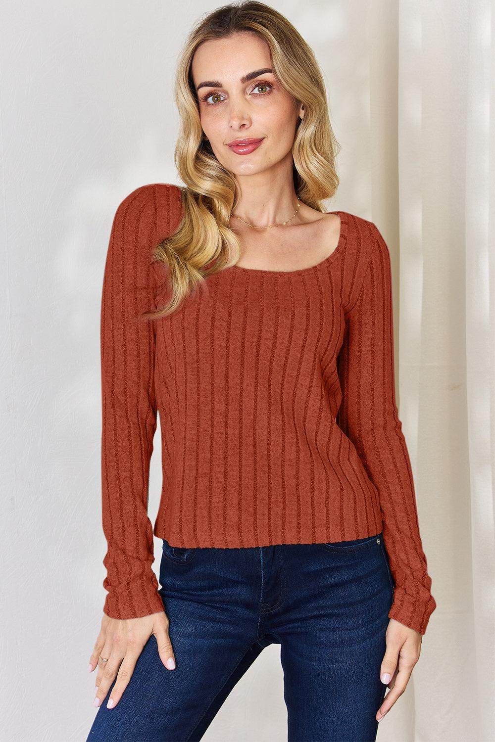 Basic Bae Full Size Ribbed Long Sleeve T-Shirt for Women - n/a at Dealshubindia