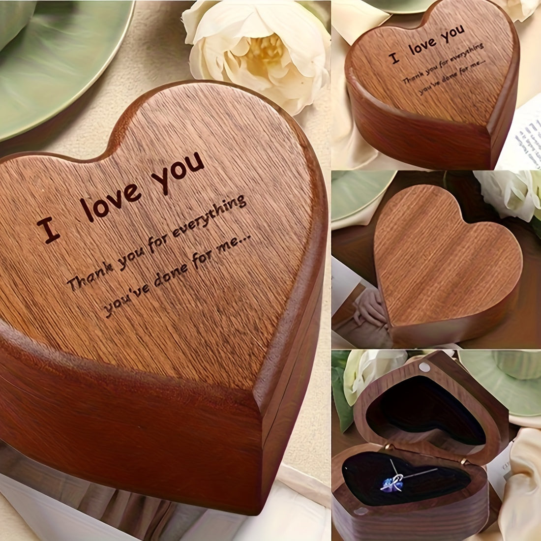 Heart-Shaped Bamboo Gift Box with Pendant Necklace - Fashion > Women's Fashion > Women's Jewellery at Dealshubindia