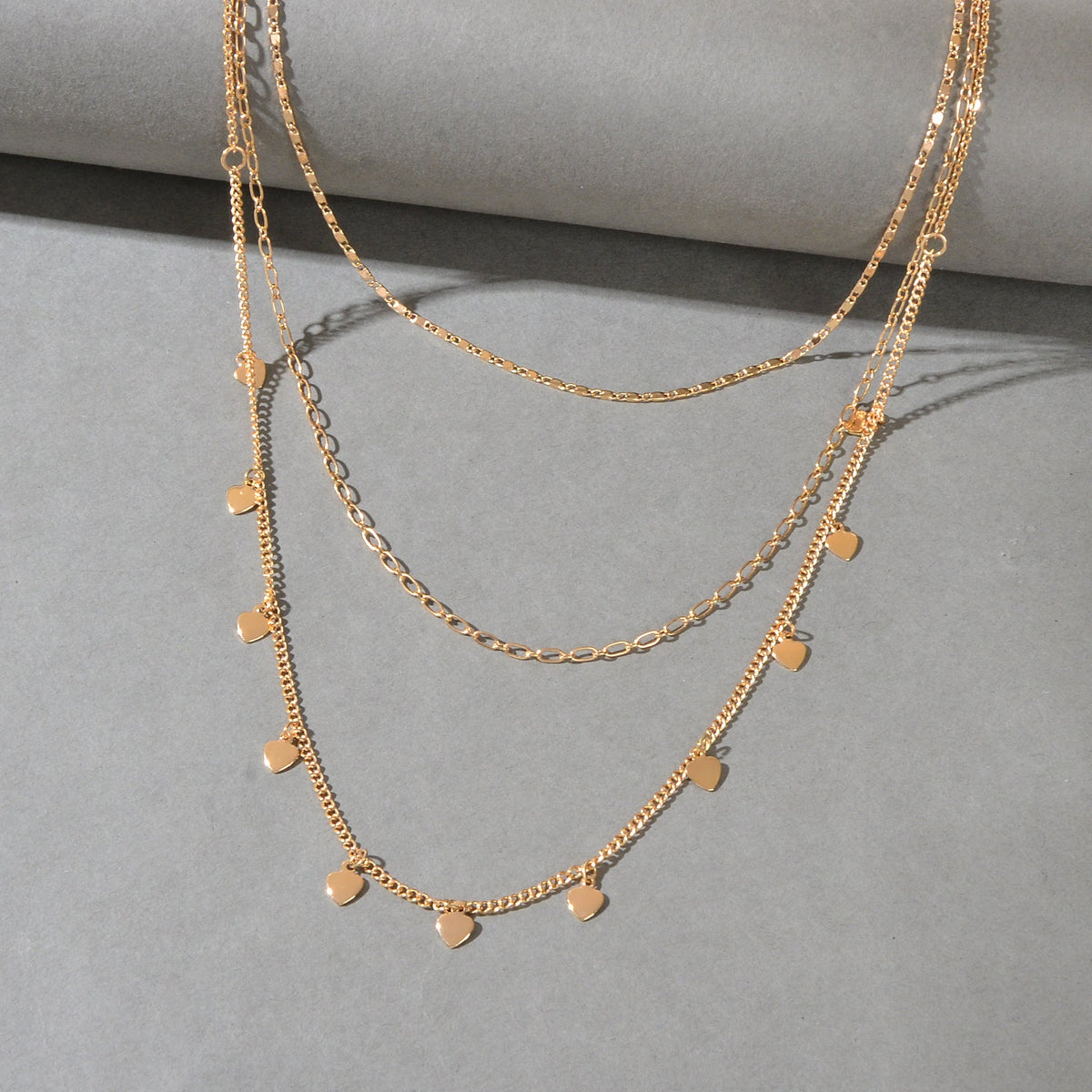 Boho Chic Jewelry Multi-layer Gold Chain Heart Charm Necklace Trendy Accessories