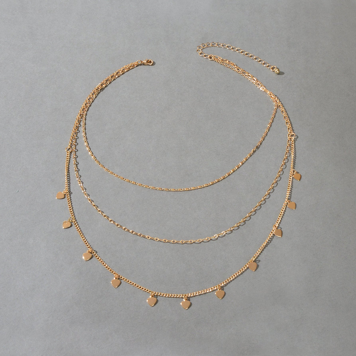 Boho Chic Jewelry Multi-layer Gold Chain Heart Charm Necklace Trendy Accessories