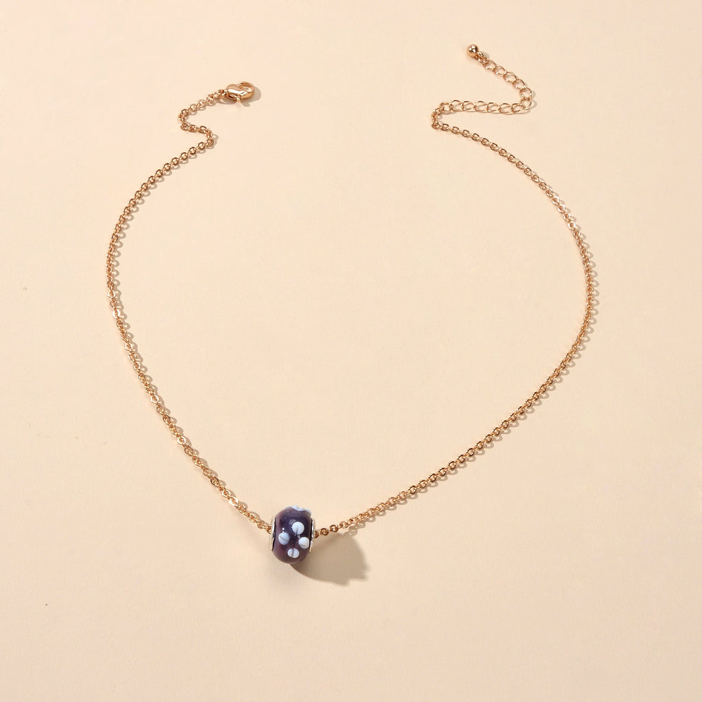 Traditional Ethnic Jewellery Gold Chain Purple Green Enamel Round Charm Necklace