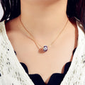 Traditional Ethnic Jewellery Gold Chain Purple Green Enamel Round Charm Necklace