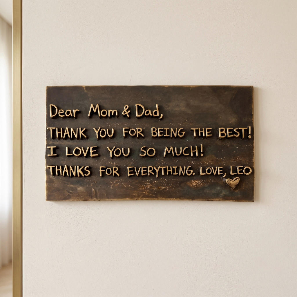 Handwritten Note Plaque – Antique Brass, Plain
