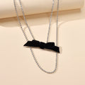 Retro Rhinestone Double layer Popcorn Silver Chain Black Velvet Bowknot Necklace