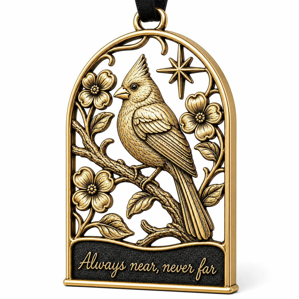 Large Personalized Cardinal Memorial Ornament | Antique Brass Christmas Decor | Remembrance Keepsake