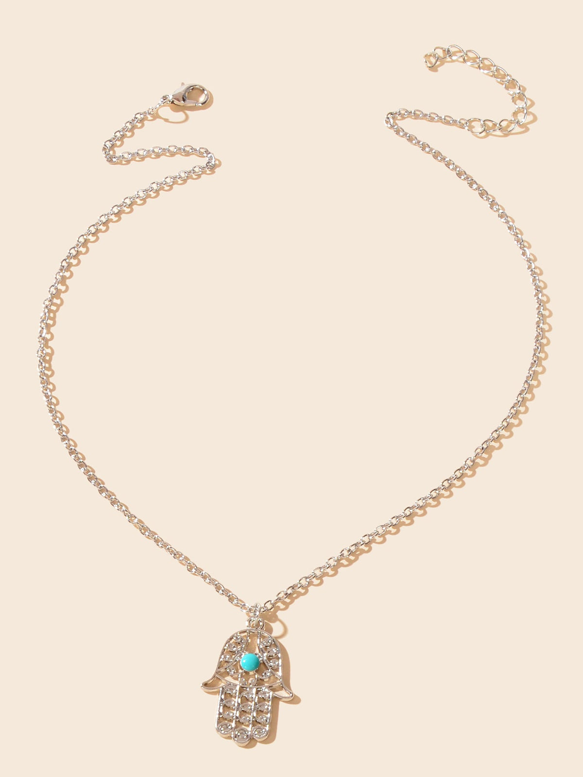 Dainty Gold Silver Chain Hollow Hamsa Hand Boho Charm Necklace Protection Lucky