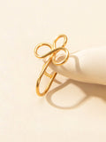 1pc Faux Lip Ear Nose Stainless Steel Flower Non Piercing Clip On Nose Hoop Ring
