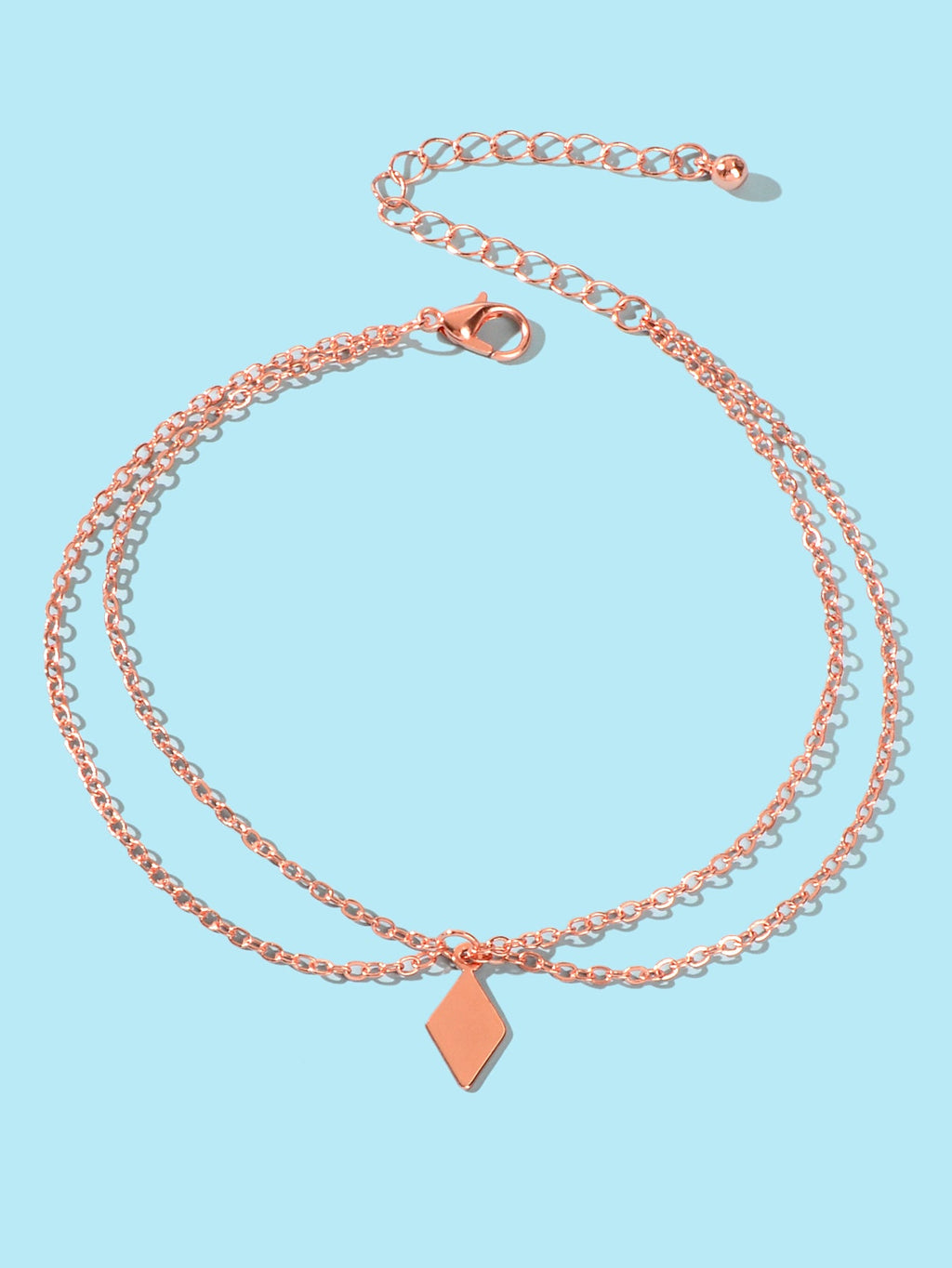 Bohemian Foot Beach Jewellery Double Layer Chain Rhombus Geometric Charm Anklet