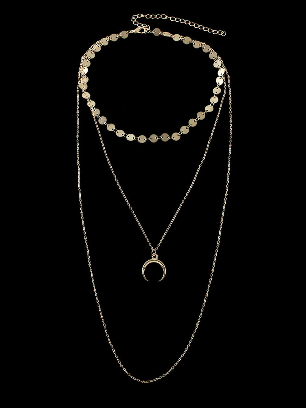 Boho Chic Multi-layer Gold Silver Chain Horns Charm Necklace Trendy Accessories