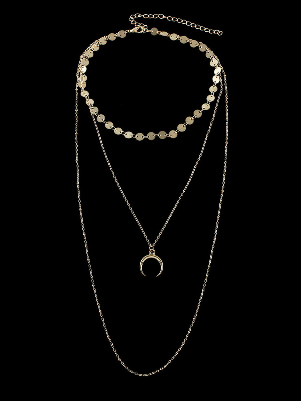 Boho Chic Multi-layer Gold Silver Chain Horns Charm Necklace Trendy Accessories