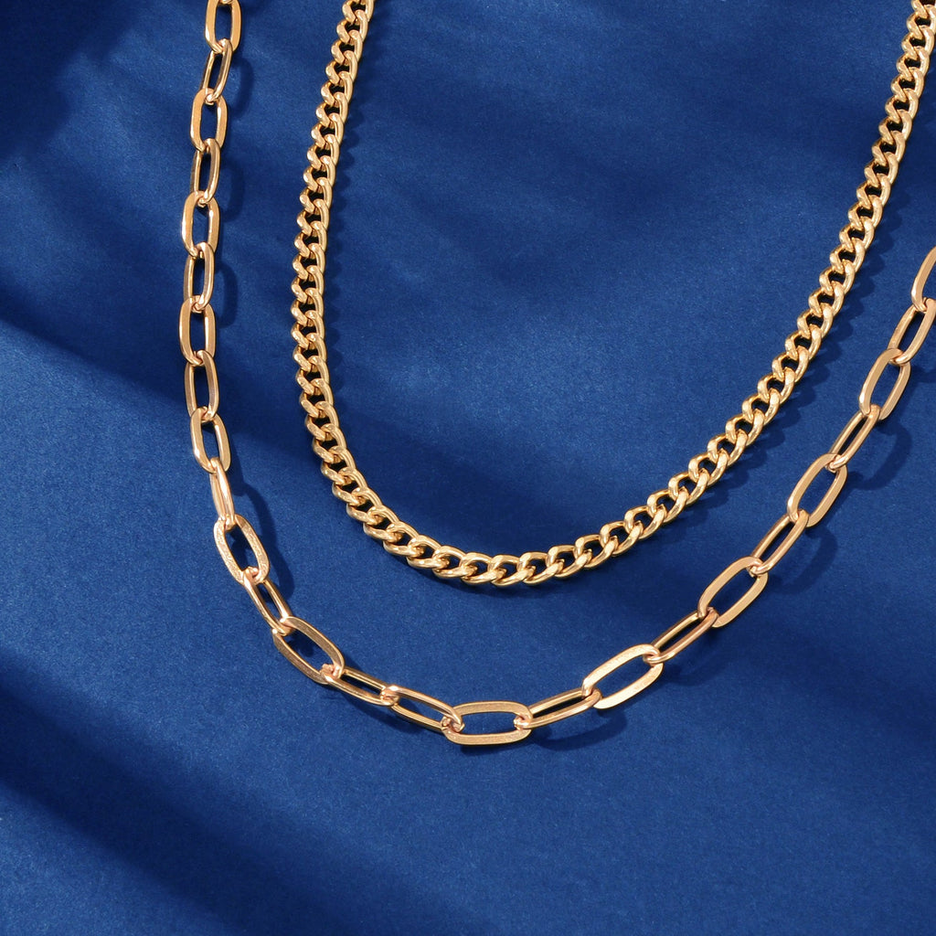 AU Stock 2pcs Chunky Link Chain Statement Layered Necklace Punk Rock Accessories