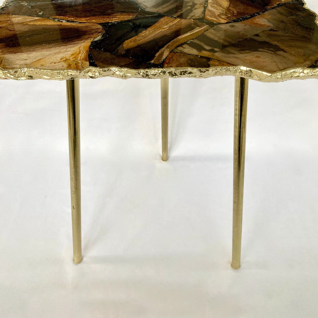 Brown Agate Side Table, 10" x 15" Organic Edge