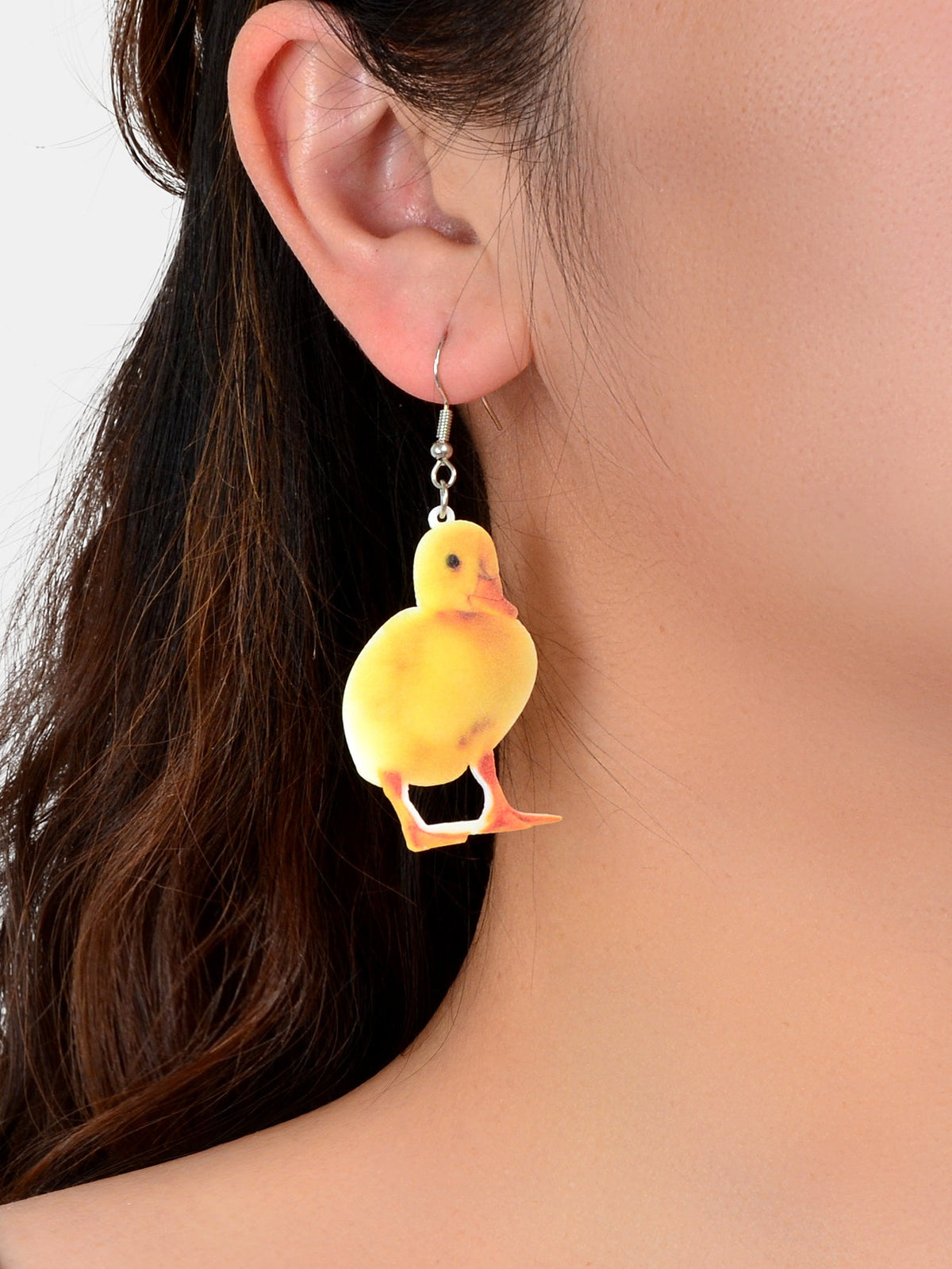 Yellow Acrylic Dangle Kawaii Funky Duckling Earrings Lovely Baby Duck Jewellery