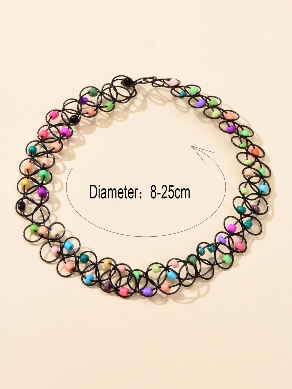 Gothic Colorful Seed Beads Black Rope Elastic Necklace Tattoo Choker Teen Collar