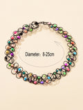 Gothic Colorful Seed Beads Black Rope Elastic Necklace Tattoo Choker Teen Collar