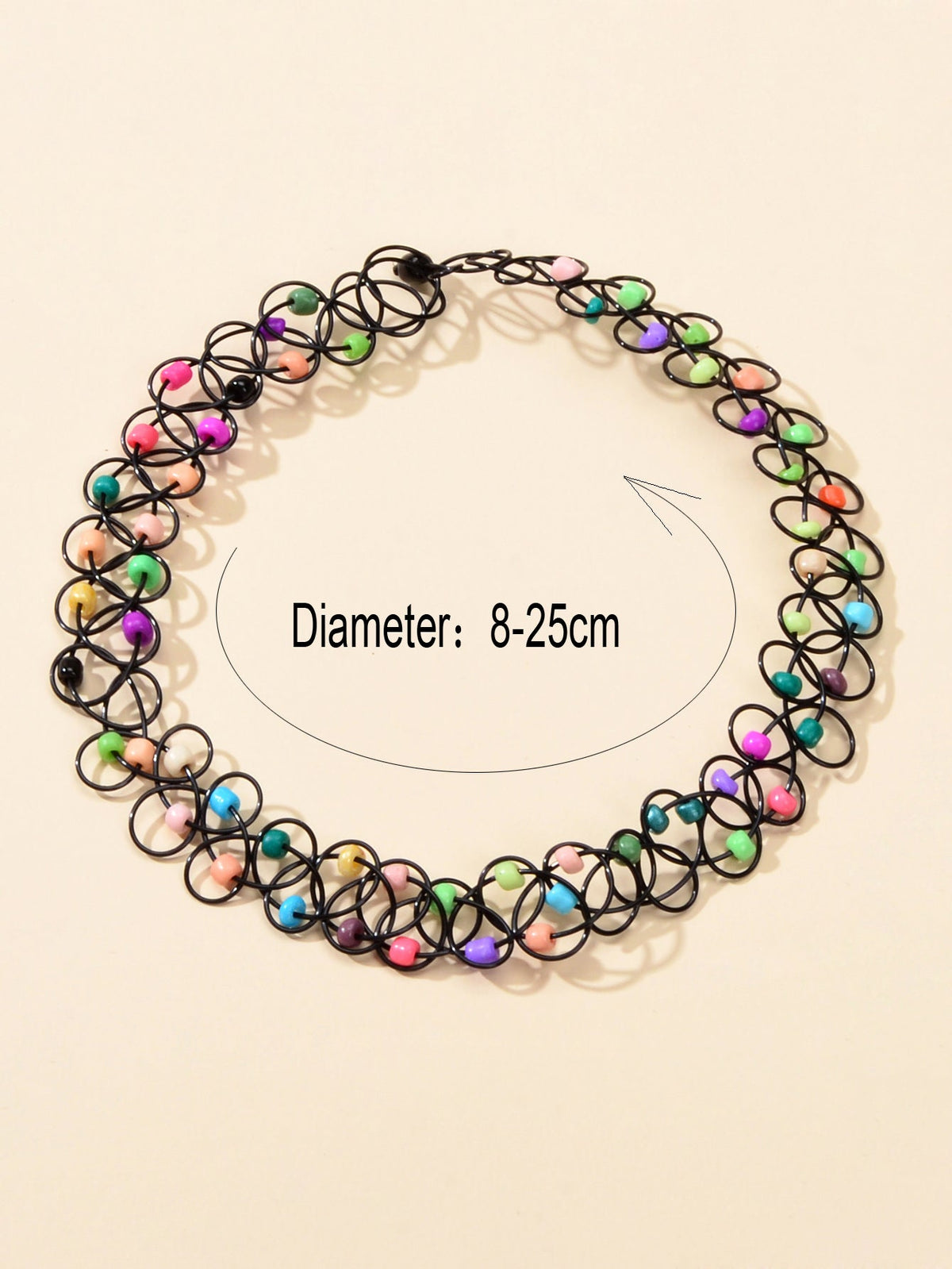 Gothic Colorful Seed Beads Black Rope Elastic Necklace Tattoo Choker Teen Collar