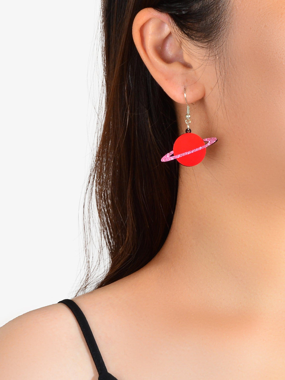 Party Decoration Women Red Resin Acrylic Planet Dangle Earrings Ear Jewellery