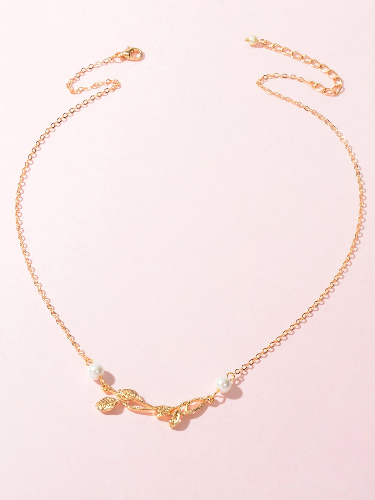 Designer Stylish Jewellery Gold Chain Pearl Decoration Gold Leaf Charm Necklace