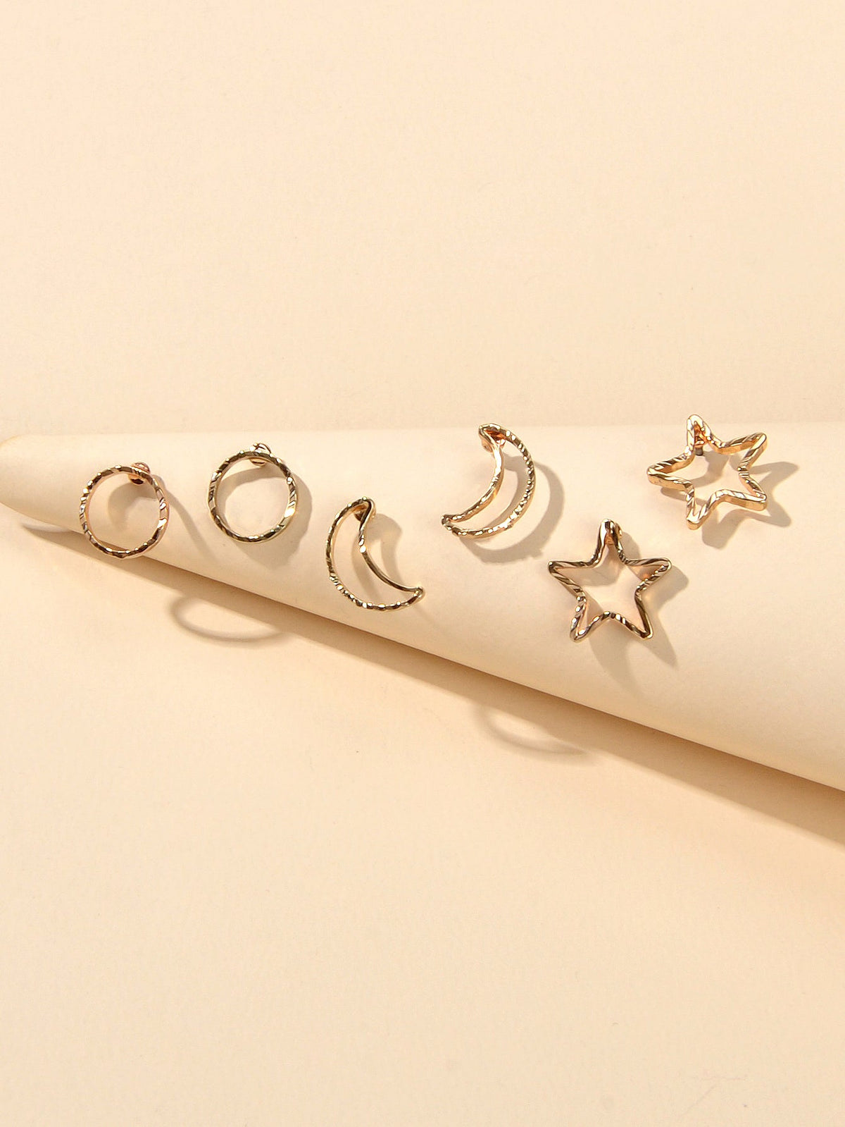 3 pairs Minimalist Jewelry Circle Star Moon Trendy Stud Small Earrings for Women