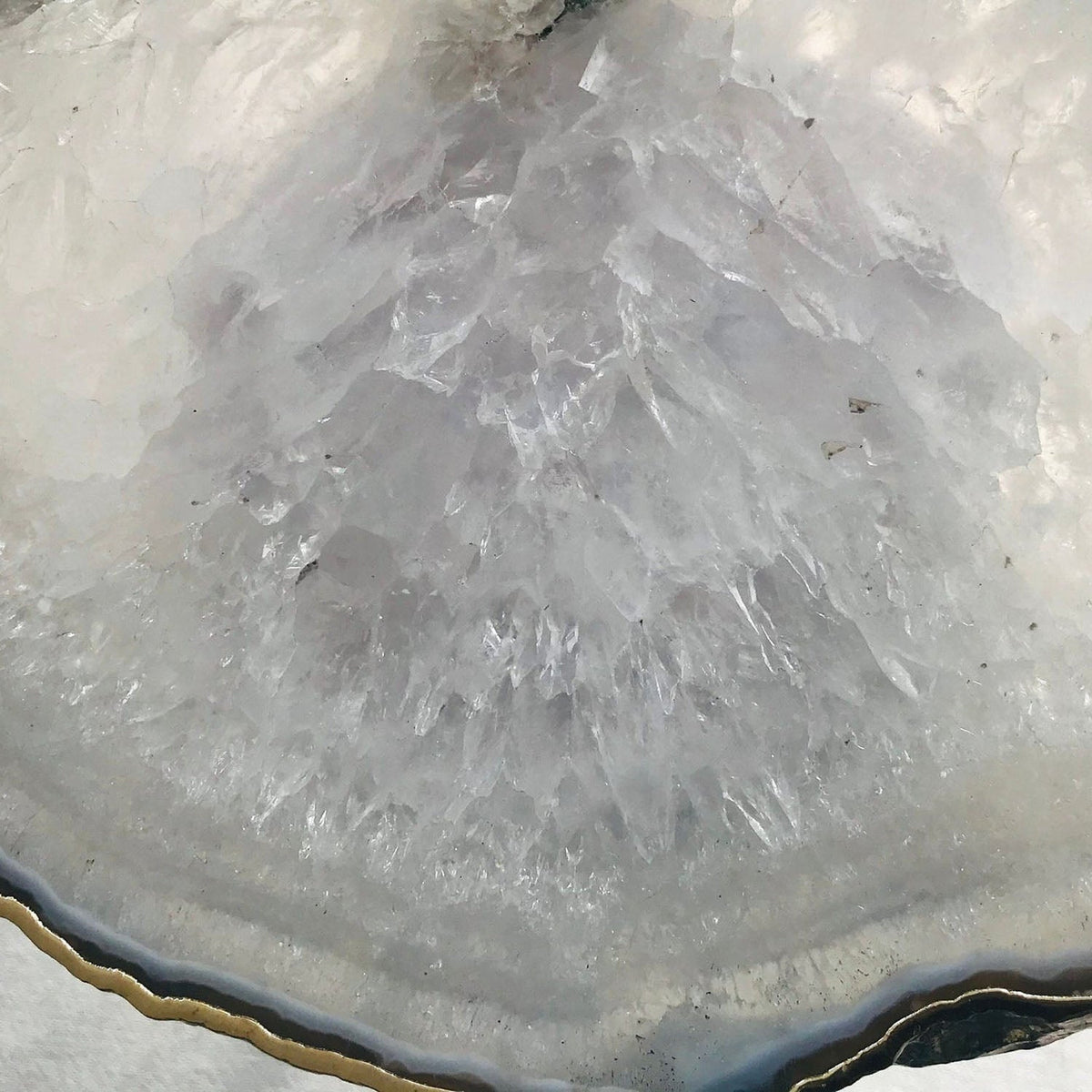 Small Gray Agate Side Table, 11" x 7" Organic Edge