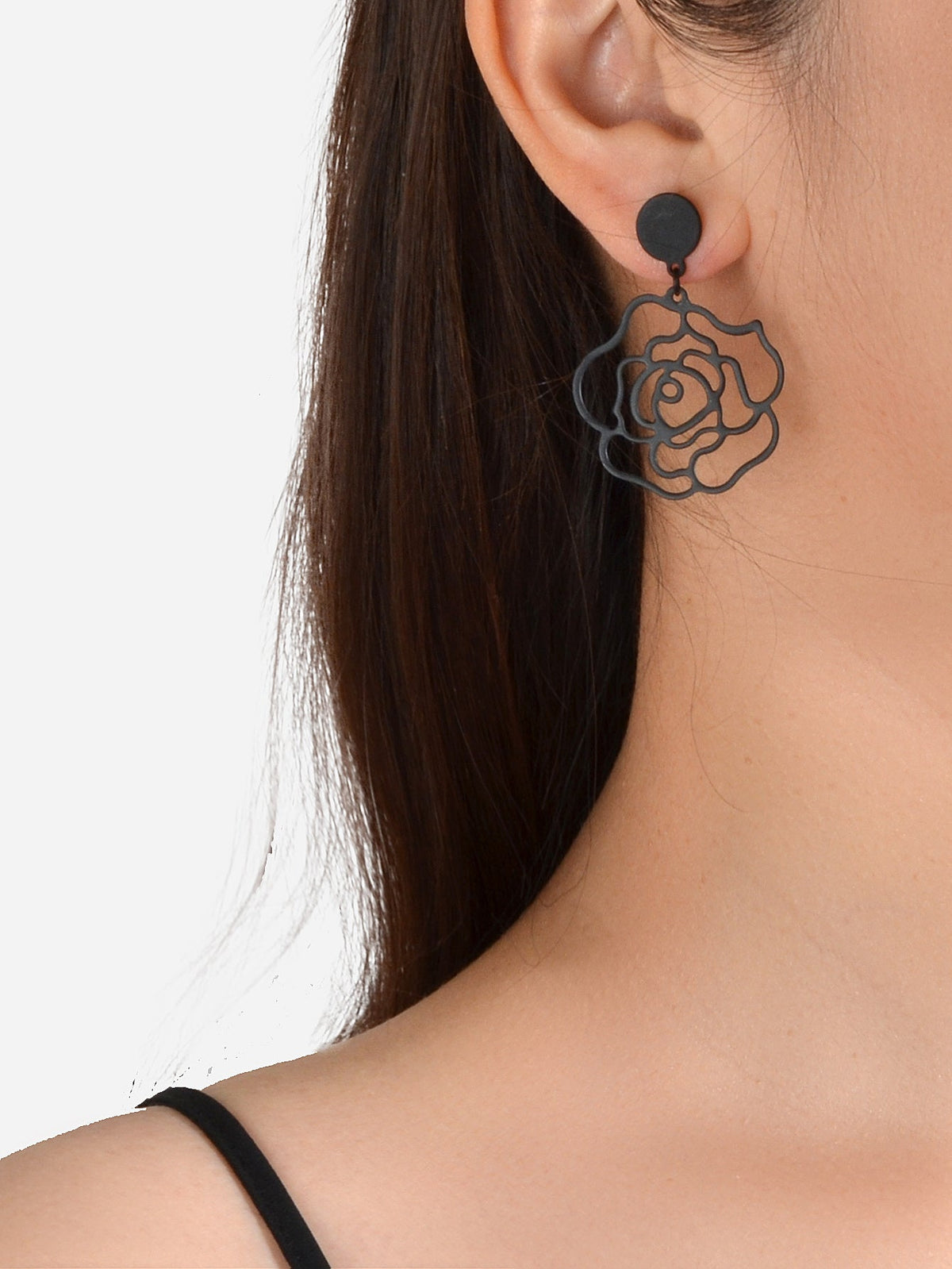 Designer Jewellery Black Hollow out Big Flower Chunky Dangle Party Earrings Gift