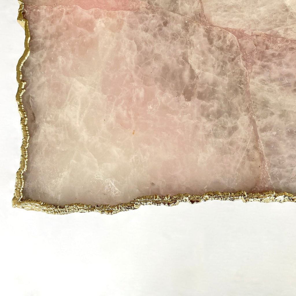 Rose Quartz Side Table, 10" x 15" Organic Edge