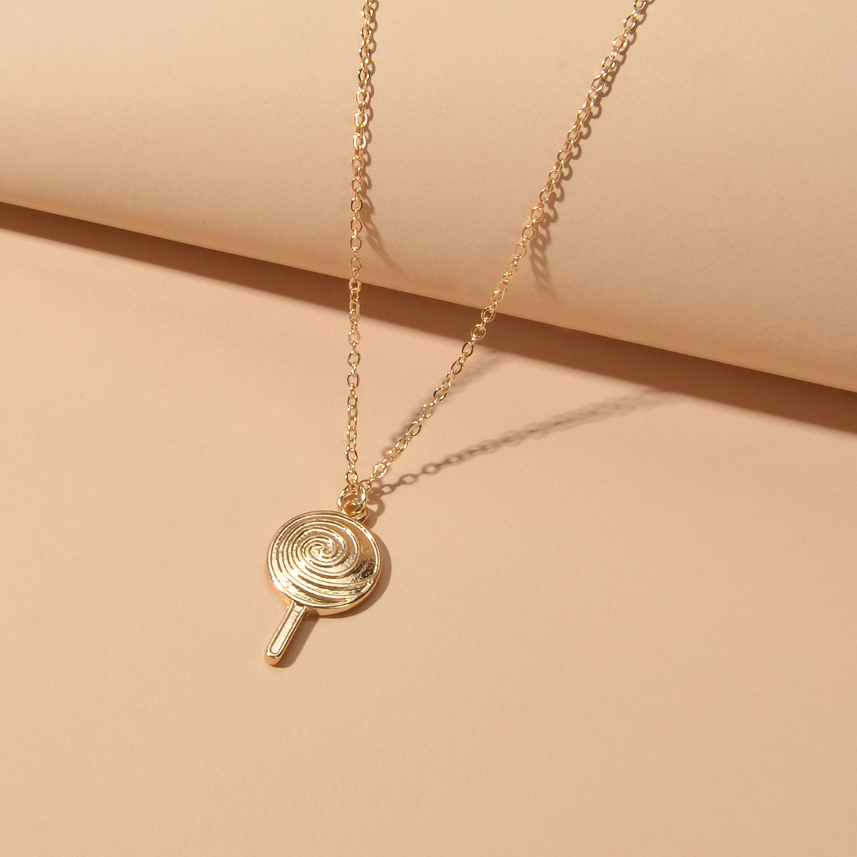 Cute Trendy Jewellery Gold Metal Finish Candy Lollies Lollipop Pendant Necklace