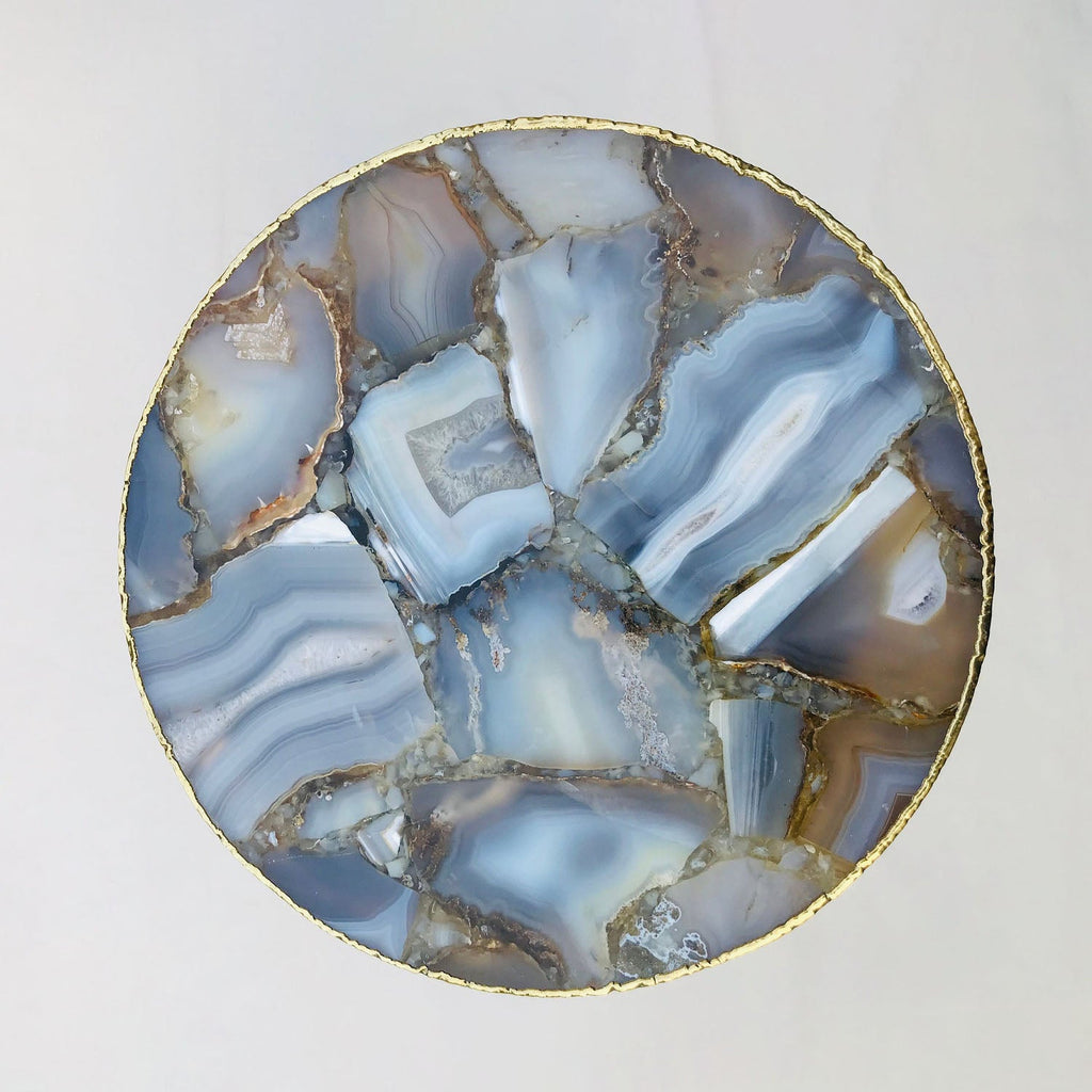 Banded Agate Side Table, Round Top