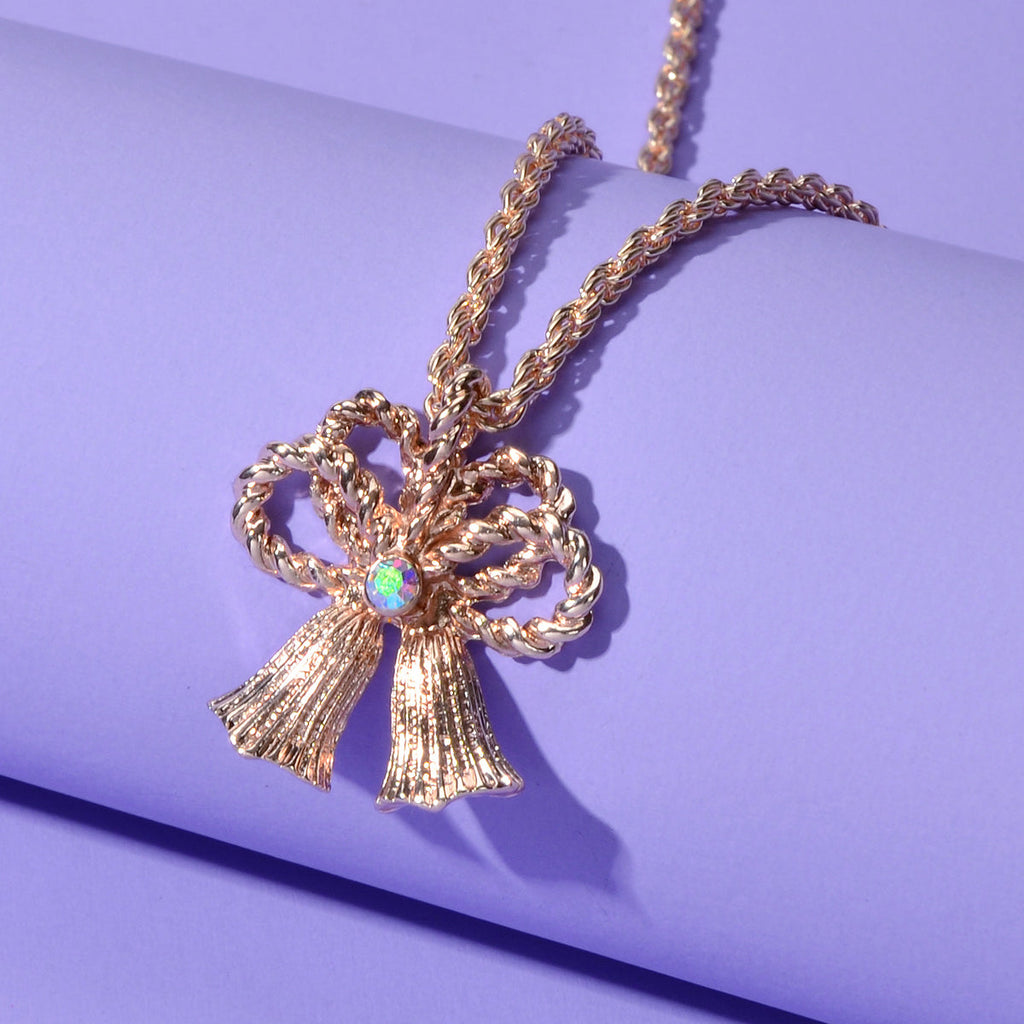 Festival Jewellery Gold Silver Chain Bow Bells Charm Necklace Women Accessories