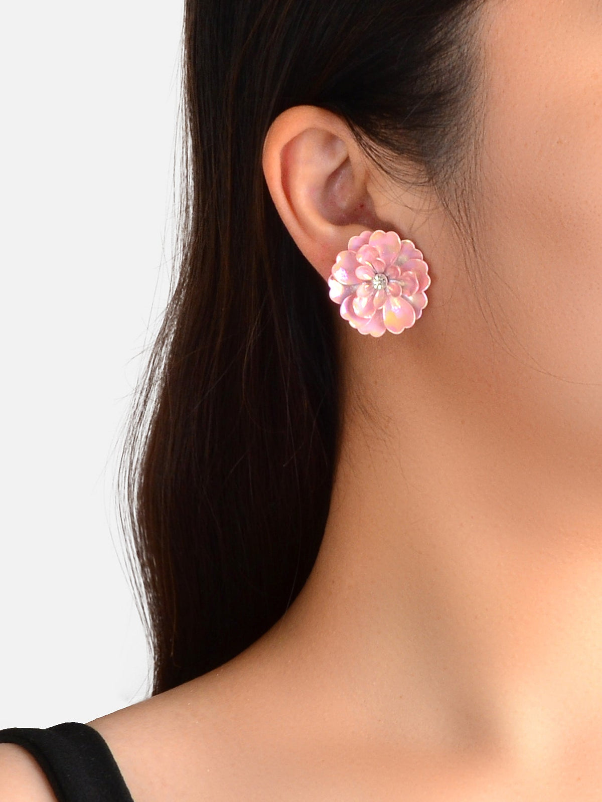 Sweet Elegant Pink Blooming Flower Daisy Stud Earrings Gifts Present Valentines