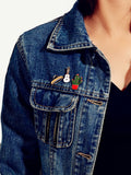 3 pcs Enamel Pin Set Lovely Guitar Cap Cactus Brooch Pins Decorative Lapel Badge