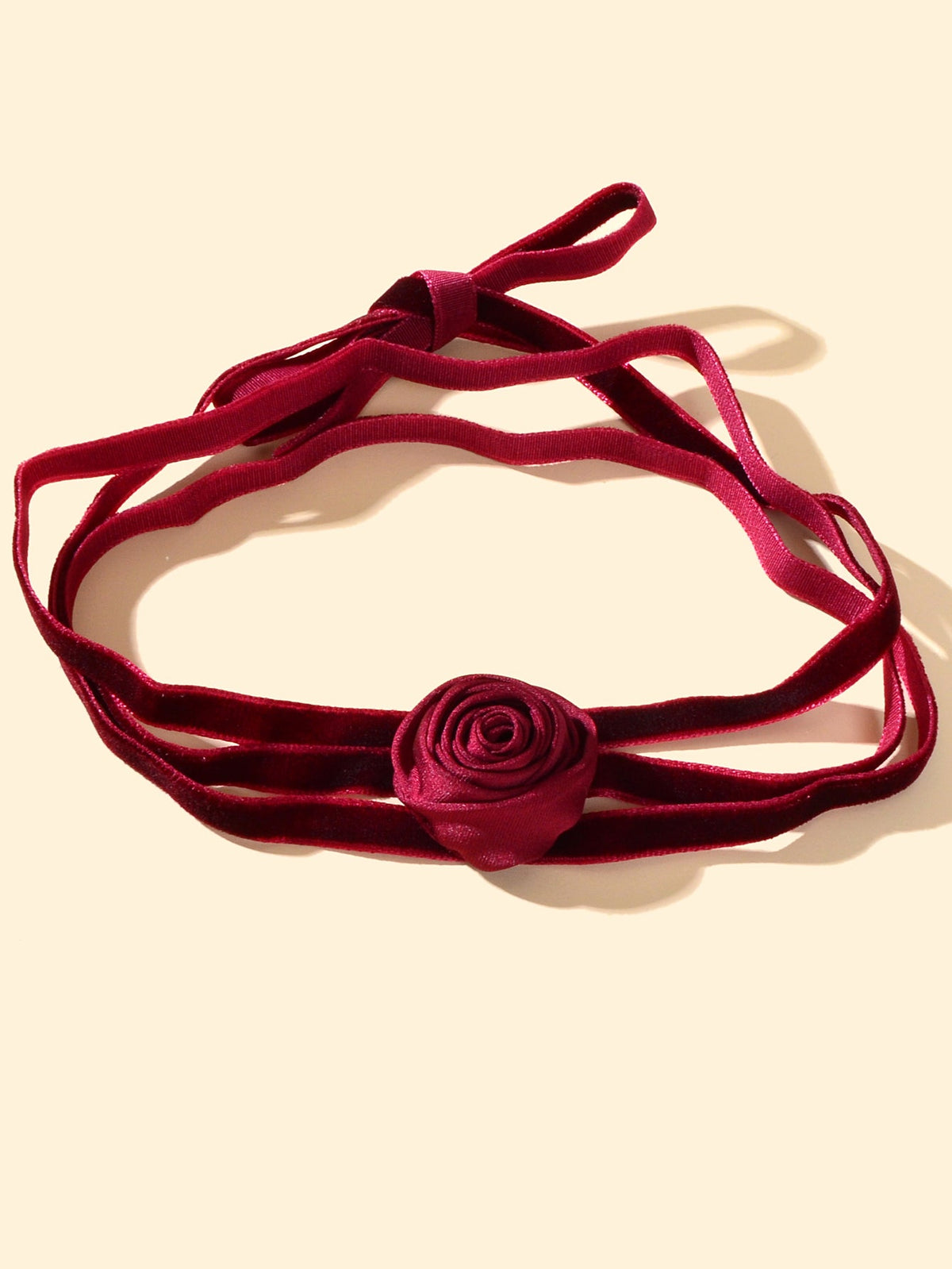 Retro Evening Party Accessories Adjustable Winered Velvet Rose Choker Necklace