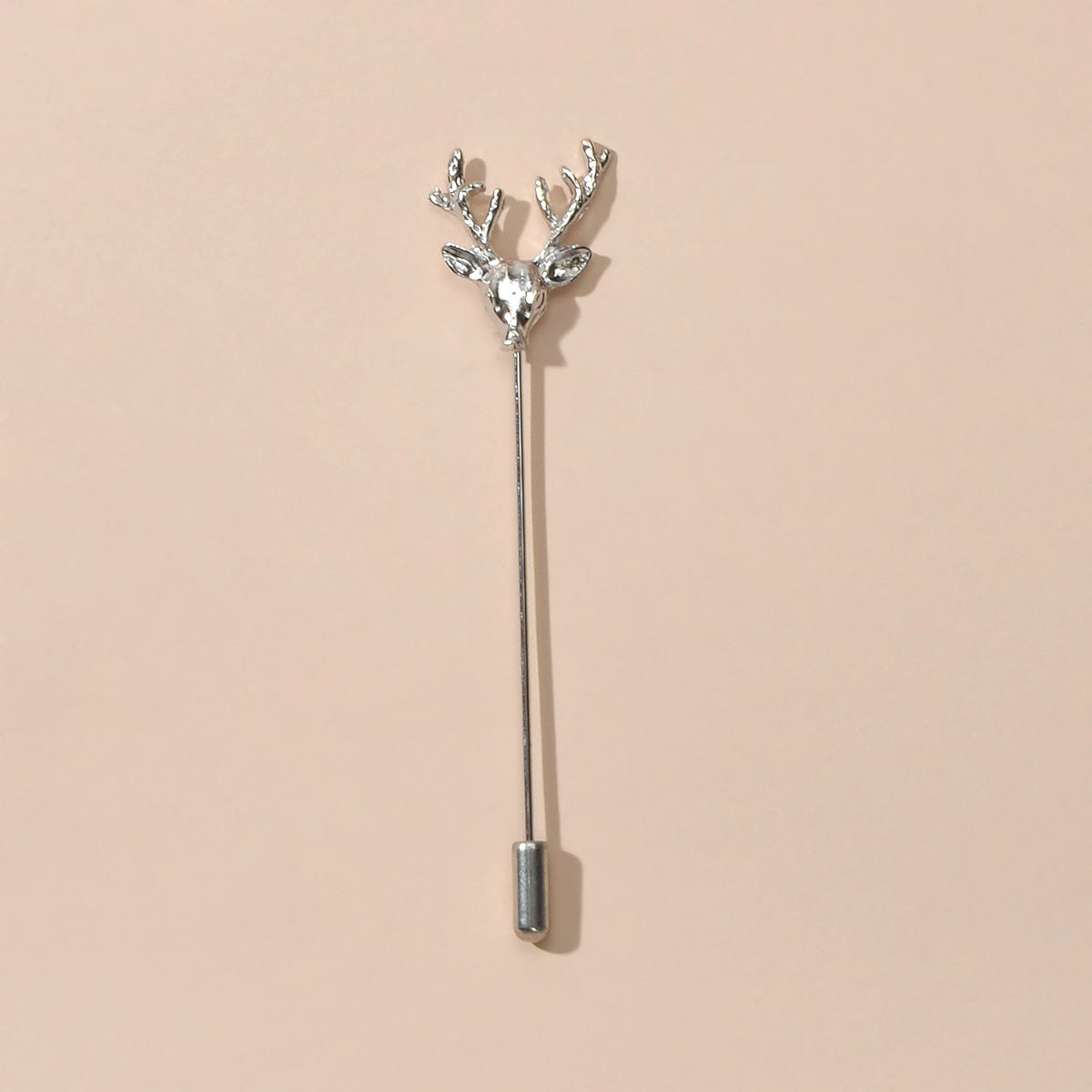Christmas Reindeer Brooch Elk Deer Head Pins Gold Silver Animal Antlers Long Pin
