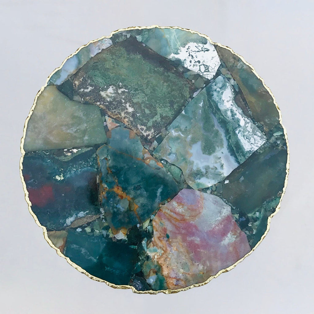 Green Agate Side Table, Organic Edge