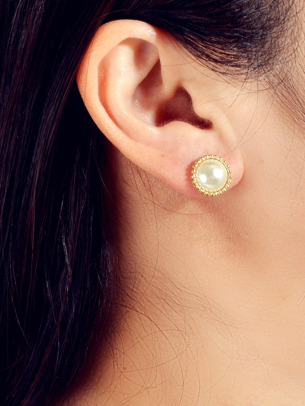 Women Dainty Gifts Gold Silver Plated Pearl Round Stud Wedding Bridal Earrings