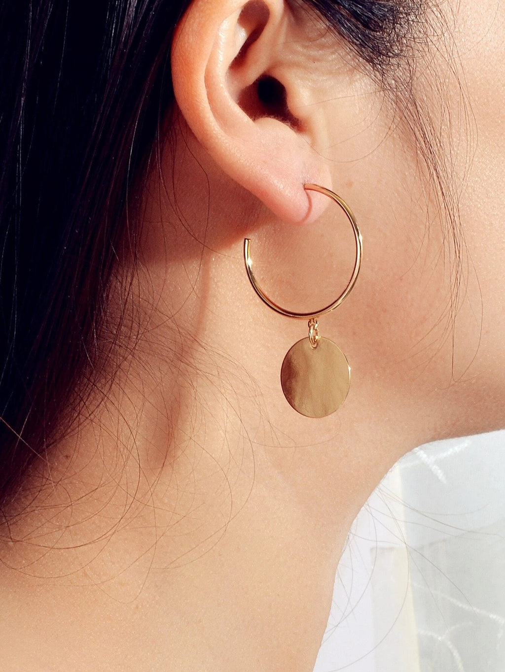 Punk Jewellery Gold Silver Round Disc Geometric Hoop Earrings Women Accessories