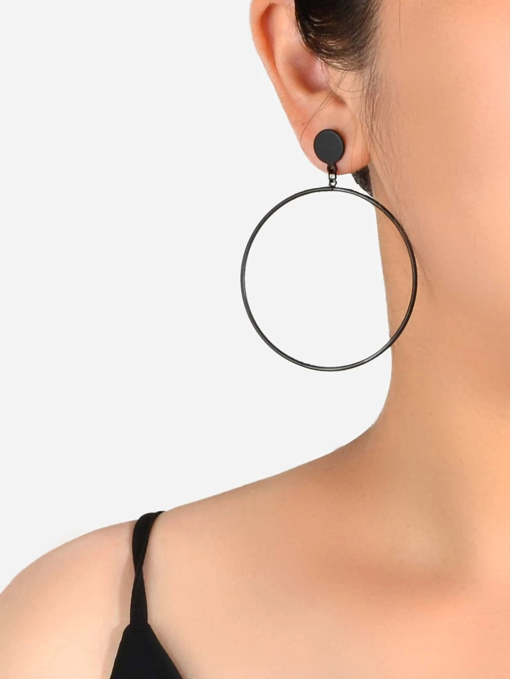 Punk Jewellery Black Minimalist Big Circle Drop Dangle Earrings Accessories Gift