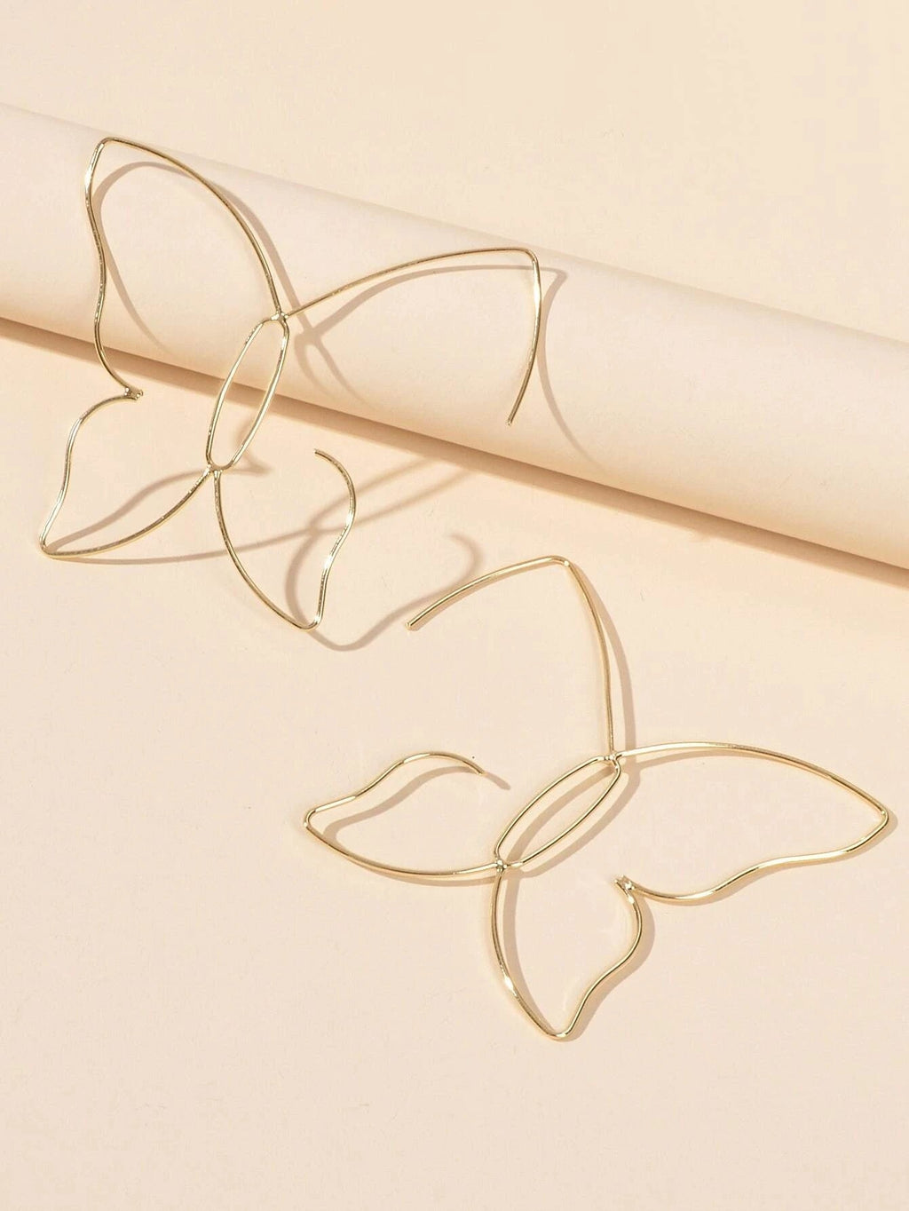 Gold Minimalist Butterfly Geometric Statement Drop Earrings Women Accessories