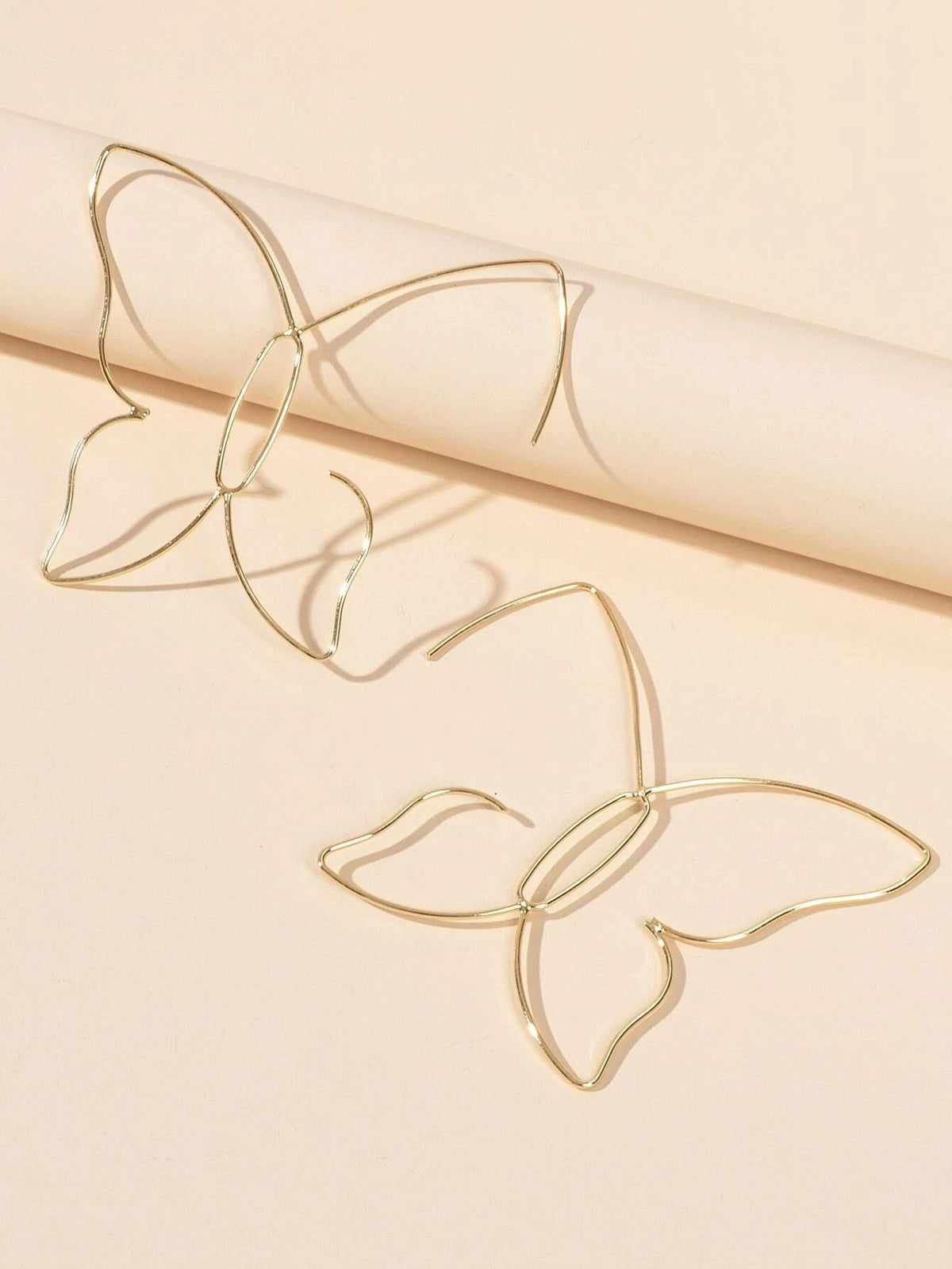 Gold Minimalist Butterfly Geometric Statement Drop Earrings Women Accessories