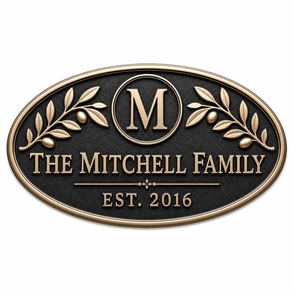 Personalised House Name Sign | Antique Brass Address Plaque | Custom Family Plaques
