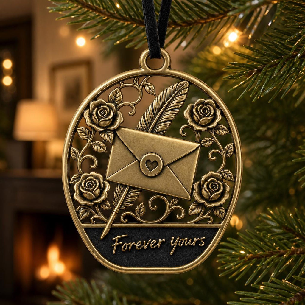 Large Personalized Envelope Ornament | Wedding Keepsake | Antqiue Brass Christmas Decor