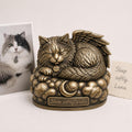 Personalised Cat Memorial Figurine | Angel Wings Pet Remembrance Antique Brass Statue