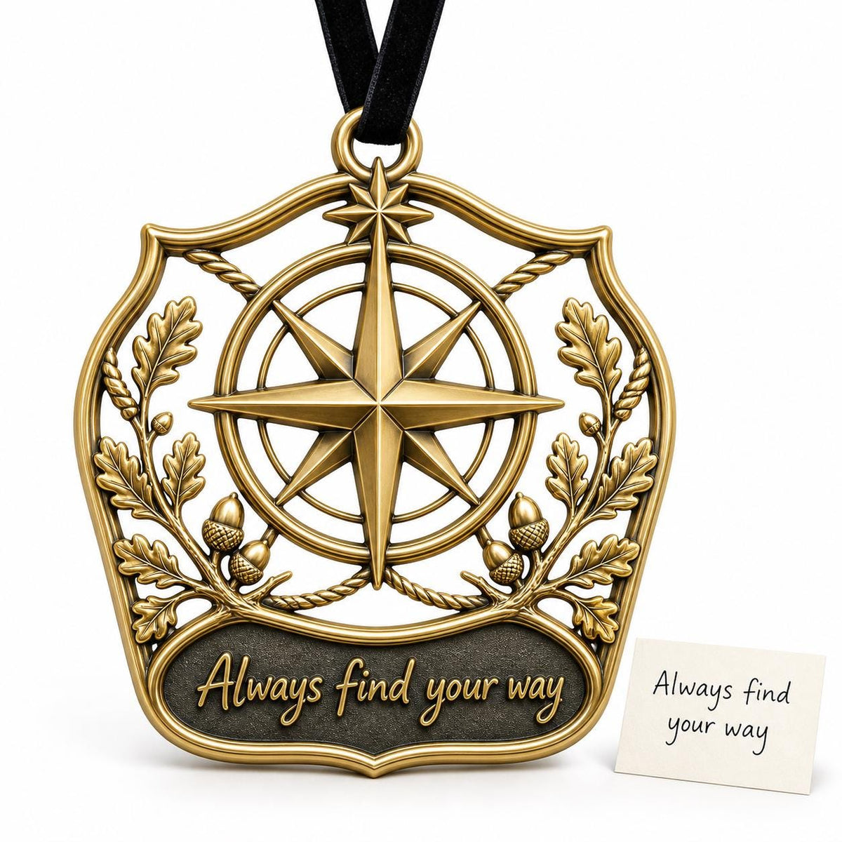 Large Personalized Compass Ornament | Antique Brass Christmas Hanging - Christmas Ornaments at Dealshubindia