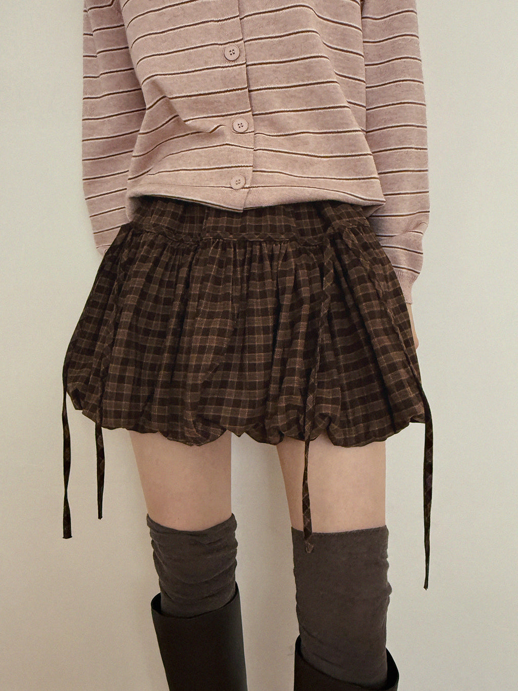 Devua Check Balloon Mini Skirt
